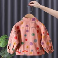 Casual Lion Smiley Face Printing Cotton Girls Outerwear main image 2