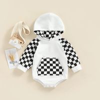 Fashion Checkered Pocket Cotton Baby Rompers sku image 1