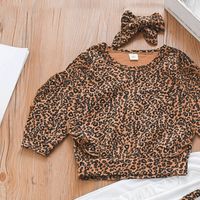 Fashion Leopard Printing Cotton Girls Clothing Sets main image 2