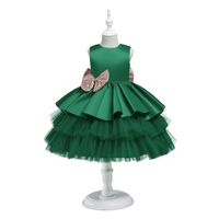 Fashion Solid Color Bowknot Cotton Blend Girls Dresses sku image 7