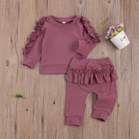 Fashion Solid Color Cotton Baby Clothing Sets sku image 3