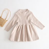 Fashion Solid Color Knit Girls Dresses main image 2