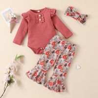 Fashion Solid Color Cotton Girls Clothing Sets main image 3