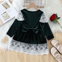Fashion Printing Lace Bowknot Cotton Blend Girls Dresses main image 3