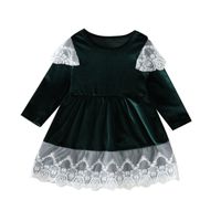 Fashion Printing Lace Bowknot Cotton Blend Girls Dresses main image 2