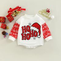 Christmas Fashion Letter Leopard Cotton Baby Rompers sku image 4