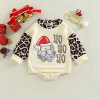 Christmas Fashion Letter Leopard Cotton Baby Rompers sku image 8