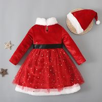 Christmas Fashion Solid Color Sequins Polyester Girls Dresses main image 5