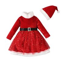 Navidad Moda Color Sólido Lentejuelas Poliéster Vestidos Para Niñas sku image 1
