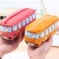 Cute Creative Canvas Student Stationery Small Animal Bus Pencil Case main image 4