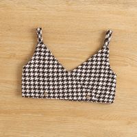Fashion Houndstooth Solid Color Polyester Girls Clothing Sets main image 4