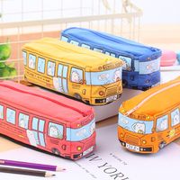 Cute Creative Canvas Student Stationery Small Animal Bus Pencil Case main image 1