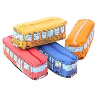 Cute Creative Canvas Student Stationery Small Animal Bus Pencil Case main image 2