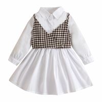 Fashion Houndstooth Solid Color Polyester Girls Clothing Sets main image 2