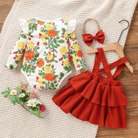 Fashion Flower Polyester Girls Clothing Sets main image 5