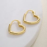 Fashion Heart Shape Copper Gold Plated Hollow Out Earrings 1 Pair main image 3