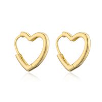 Fashion Heart Shape Copper Gold Plated Hollow Out Earrings 1 Pair sku image 1