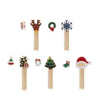 Fashion Christmas Tree Santa Claus Christmas Socks Alloy Asymmetrical Enamel Plating Rhinestones Women's Brooches main image 1