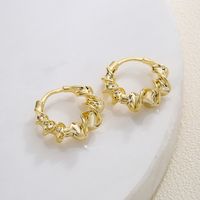Fashion Irregular Geometric Copper Gold Plated Hoop Earrings 1 Pair main image 4