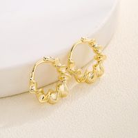 Fashion Irregular Geometric Copper Gold Plated Hoop Earrings 1 Pair main image 3