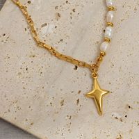 Fashion Star Stainless Steel Pearl Pendant Necklace 1 Piece main image 2