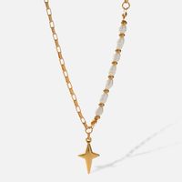 Fashion Star Stainless Steel Pearl Pendant Necklace 1 Piece sku image 1