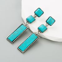 Ethnic Style Square Rectangle Alloy Inlay Turquoise Women's Drop Earrings 1 Pair main image 6