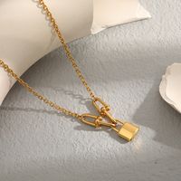 Fashion Lock Stainless Steel Gold Plated Pendant Necklace 1 Piece main image 4