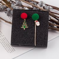 Cute Christmas Tree Santa Claus Elk Alloy Asymmetrical Plush Enamel Women's Drop Earrings 1 Pair main image 3