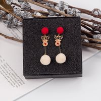 Cute Christmas Tree Santa Claus Elk Alloy Asymmetrical Plush Enamel Women's Drop Earrings 1 Pair sku image 5