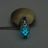 Retro Moon Water Droplets Alloy Luminous Hollow Out Women's Men's Pendant Necklace sku image 2