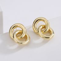 Fashion Circle Copper Gold Plated Drop Earrings 1 Pair main image 3