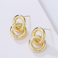 Fashion Circle Copper Gold Plated Drop Earrings 1 Pair main image 4