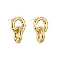 Fashion Circle Copper Gold Plated Drop Earrings 1 Pair main image 2