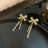 1 Pair Fairy Style Bow Knot Plating Inlay Alloy Zircon Drop Earrings sku image 1