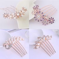 Sweet Flower Alloy Plating Artificial Rhinestones Artificial Pearls Hair Combs main image 4