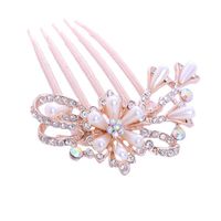 Sweet Flower Alloy Plating Artificial Rhinestones Artificial Pearls Hair Combs main image 5