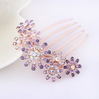 Sweet Flower Alloy Plating Artificial Rhinestones Artificial Pearls Hair Combs main image 3