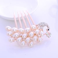 Sweet Flower Alloy Plating Artificial Rhinestones Artificial Pearls Hair Combs main image 2