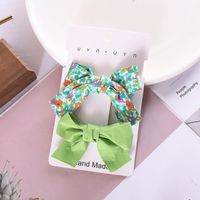 Sweet Flower Bow Knot Cloth Printing Hair Clip 2 Pieces sku image 5