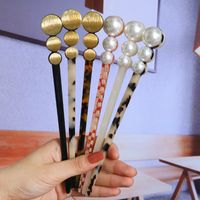 Fashion Twist Acetic Acid Sheets Artificial Pearls Hairpin 1 Piece main image 1