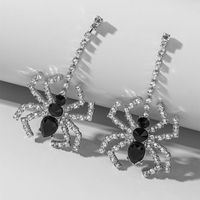 Gothic Spider Metal Inlay Rhinestones Women's Drop Earrings 1 Pair sku image 1