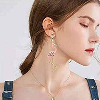 Fashion Christmas Tree Flamingo Alloy Plating Inlay Artificial Gemstones Women's Drop Earrings 1 Pair main image 3