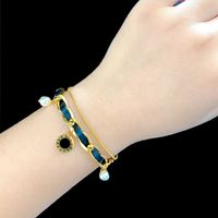 Fashion Geometric Titanium Steel Inlay Pu Artificial Pearls Bracelets main image 4