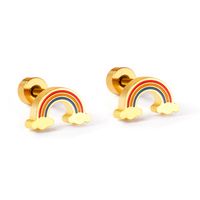 Cute Rainbow Fruit Shell Stainless Steel Ear Studs 1 Pair main image 1