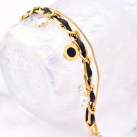 Fashion Geometric Titanium Steel Inlay Pu Artificial Pearls Bracelets main image 3