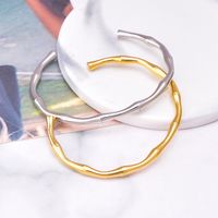 Retro Geometric Solid Color Titanium Steel Bangle main image 5