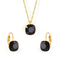 Fashion Geometric Stainless Steel Artificial Gemstones Earrings Necklace 1 Set sku image 17