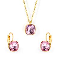 Fashion Geometric Stainless Steel Artificial Gemstones Earrings Necklace 1 Set sku image 19