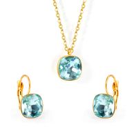 Fashion Geometric Stainless Steel Artificial Gemstones Earrings Necklace 1 Set sku image 21